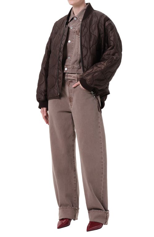 Agolde Isla Onion Quilted Bomber Jacket In Brown