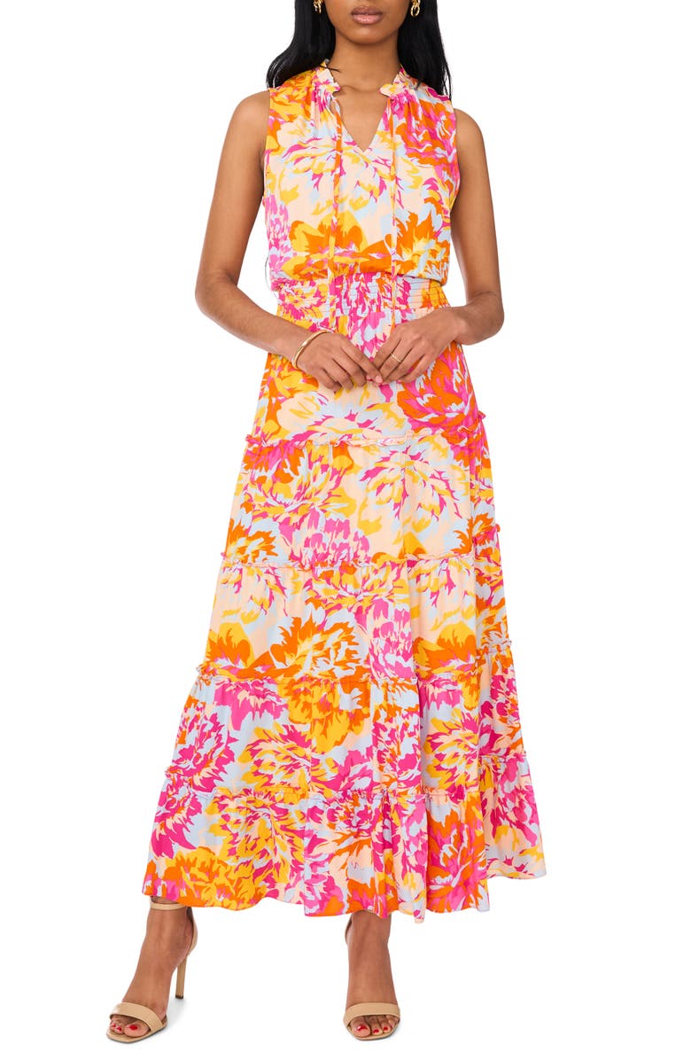 Halogen<sup>®</sup> Smocked Bodice Cotton Midi Sundress, Main, color, Pink Multi