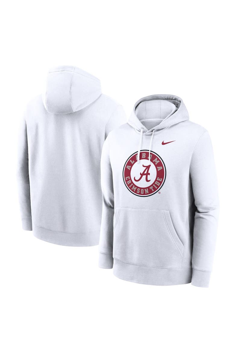Men's Nike White Alabama Crimson Tide Primetime Alternate Logo Club Fleece Pullover Hoodie, Main, color, White