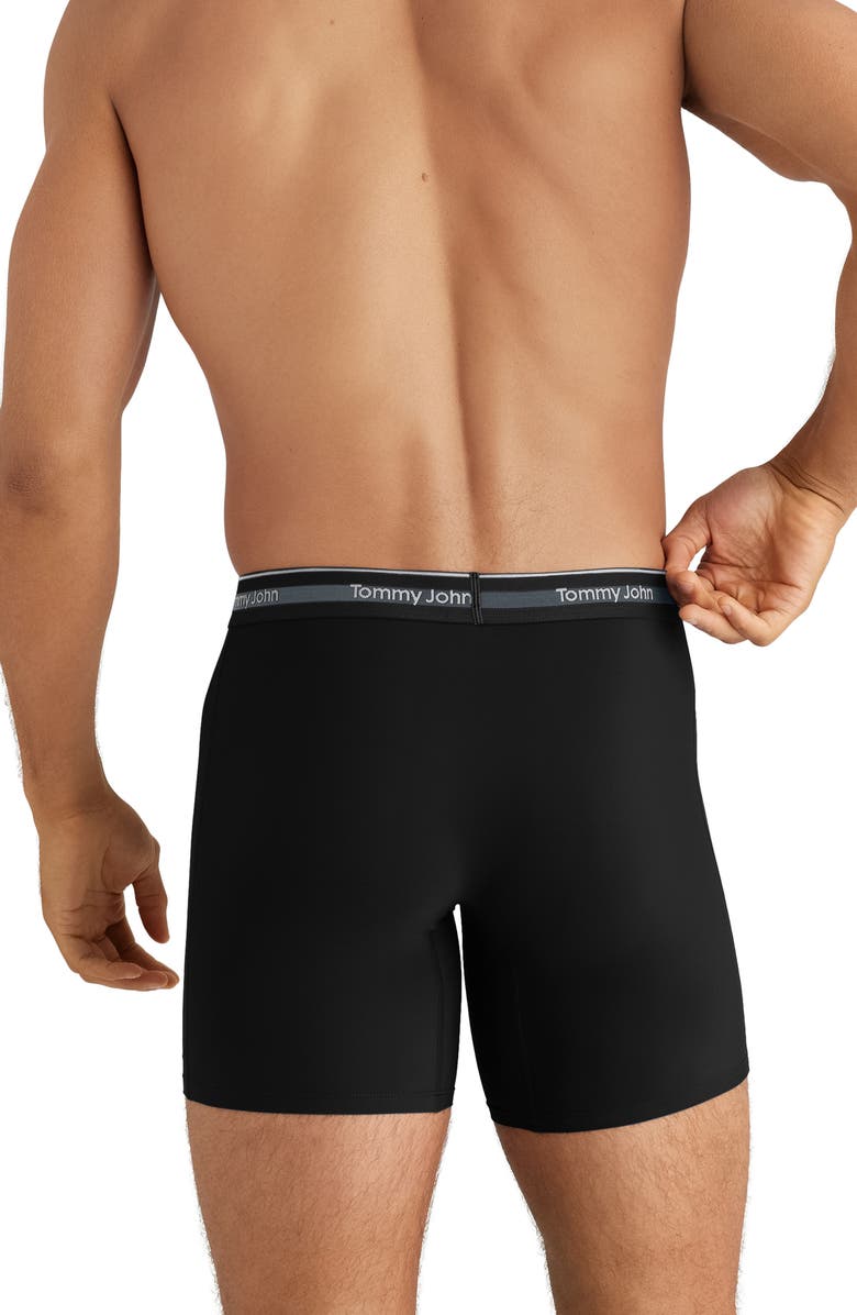 Tommy John 3-Pack Comfort Micro 6-Inch Boxer Briefs, Alternate, color, Black/Black/Haute Red