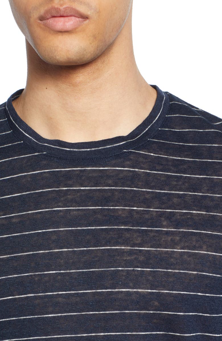 Club Monaco Long Sleeve Stripe Linen T-Shirt, Alternate, color,