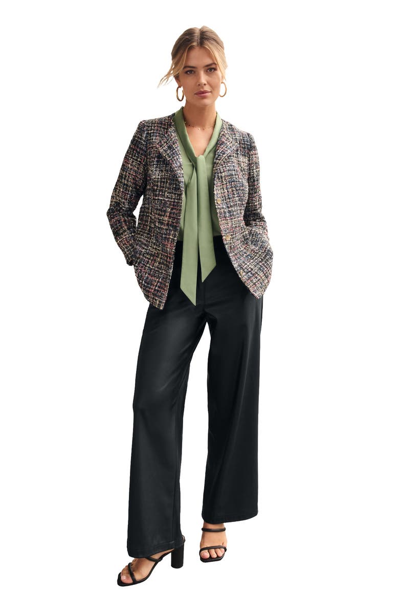 Jessica London Faux Leather Wide Leg Trouser, Main, color, Black