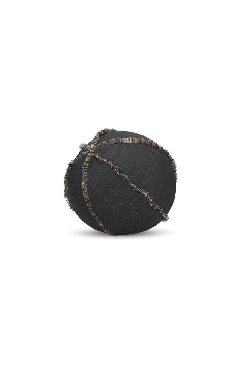 Micro Fringe Carbon Indoor & Outdoor Woven Accent Orb Pillow, Main, color, Carbon