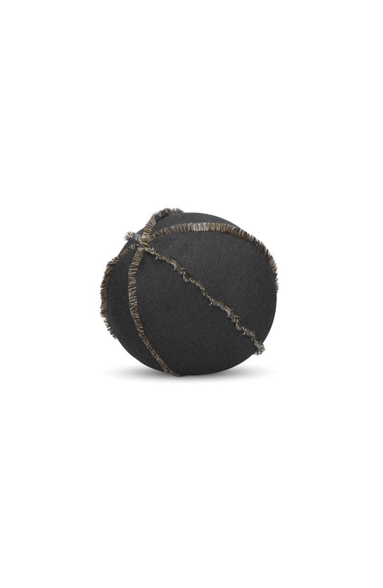 Elaine Smith Micro Fringe Carbon Indoor & Outdoor Woven Accent Orb Pillow, Main, color, Carbon