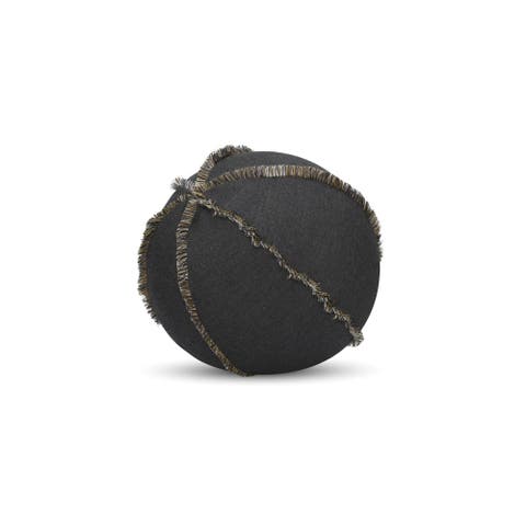 Micro Fringe Carbon Indoor & Outdoor Woven Accent Orb Pillow