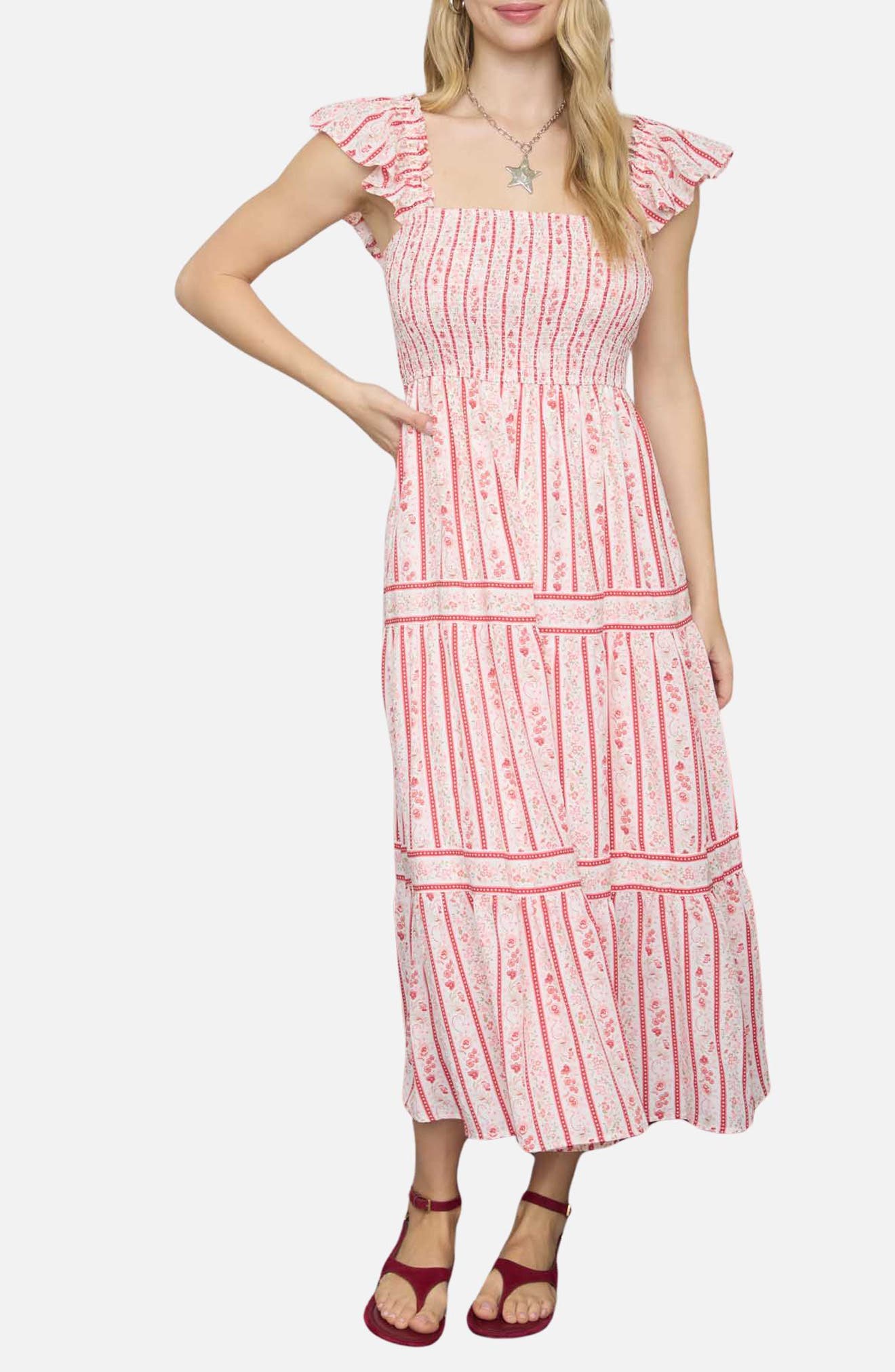 Smocked Midi Dress - image 3