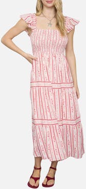 Blu Pepper Smocked Midi Dress