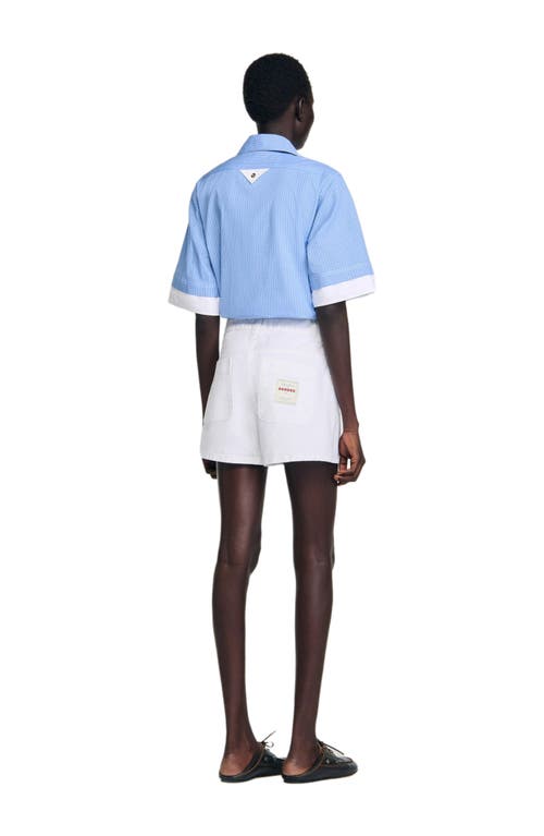 Sandro High Waist Denim Shorts In White