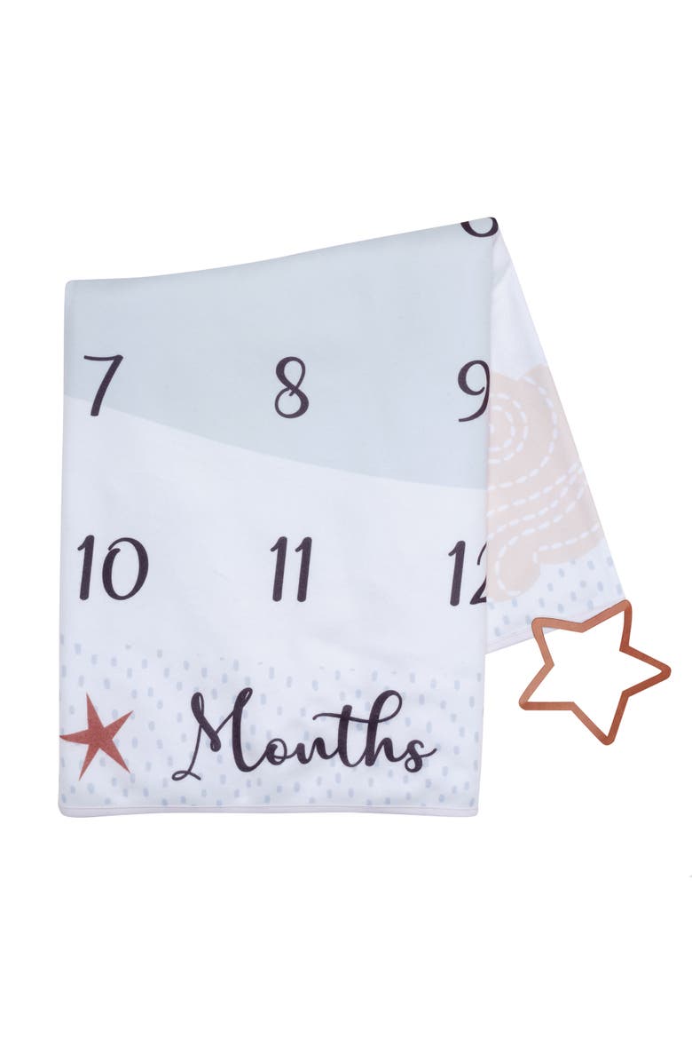 Lambs & Ivy Goodnight Moon Milestone Photo Opportunity Soft Fleece Baby Blanket, Alternate, color, Cream