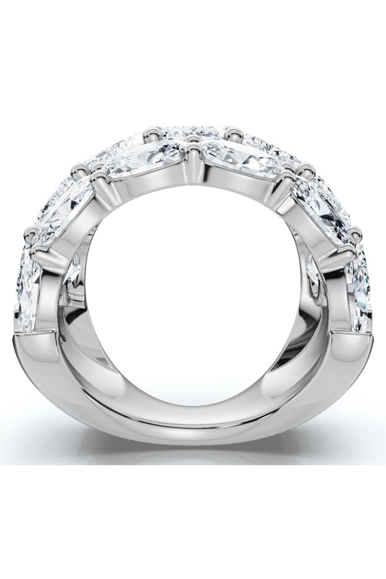 12.30Ct Diamond Wide Fashion Ring Emerald & Oval Cut Gold Lab Grown Band, Alternate, color, 10k White Gold
