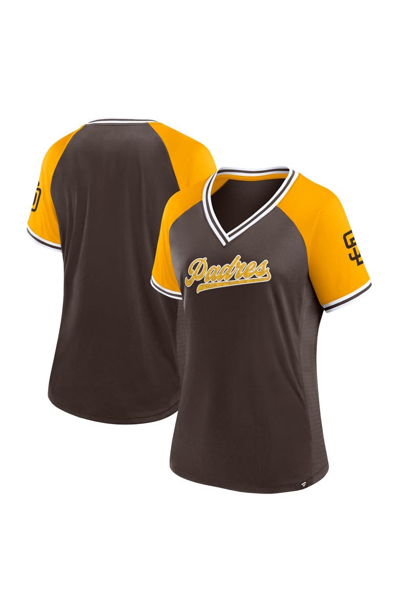 FANATICS Women's Fanatics Branded Brown San Diego Padres Glitz & Glam League Diva Raglan V-Neck T-Shirt, Alternate, color, 