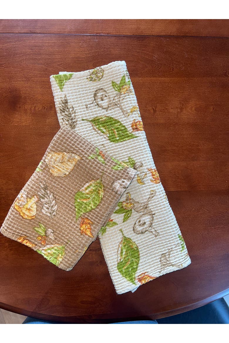 Mushroom Tea Towels, Set of 2, Alternate, color, Cream