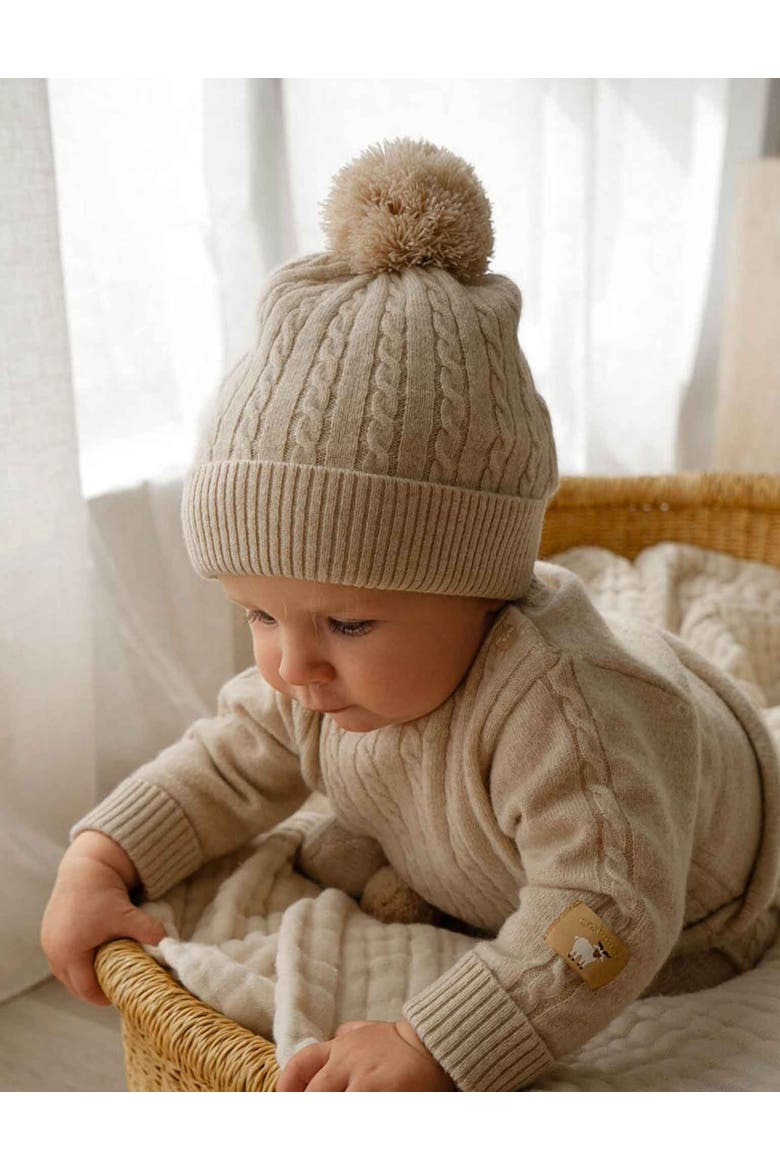 Cashmere Beanie, Alternate, color, Camel Melange