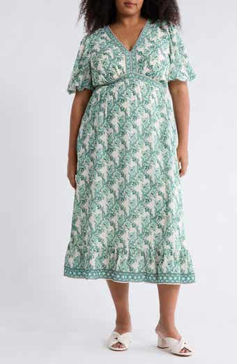 MAX STUDIO Floral Flutter Sleeve Maxi Dress