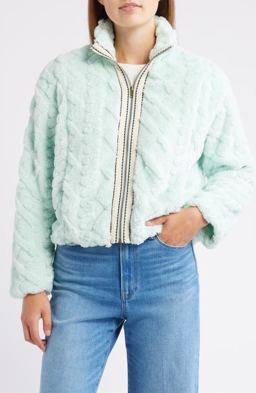 City Blues Textured Faux Fur Jacket In Blue