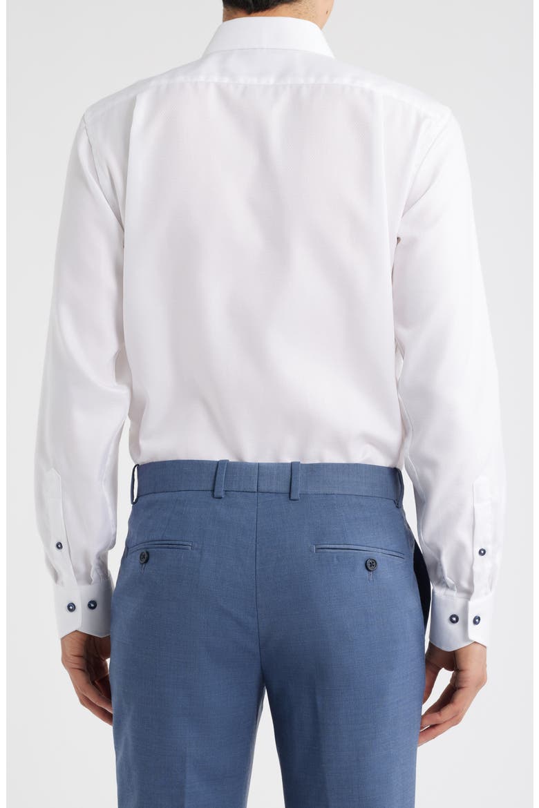 Trim Fit Diamond Textured White Cotton Dress Shirt, Alternate, color, WHITE