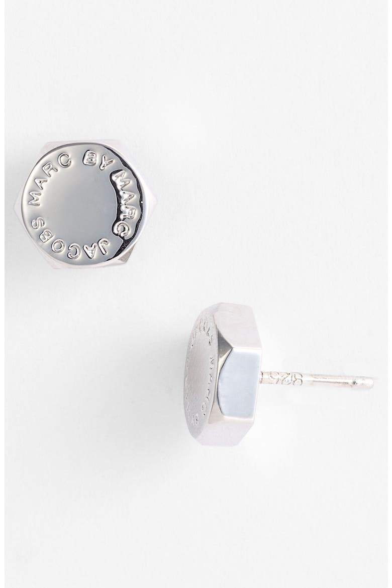 Bolt Stud Earrings, Main, color, SILVER