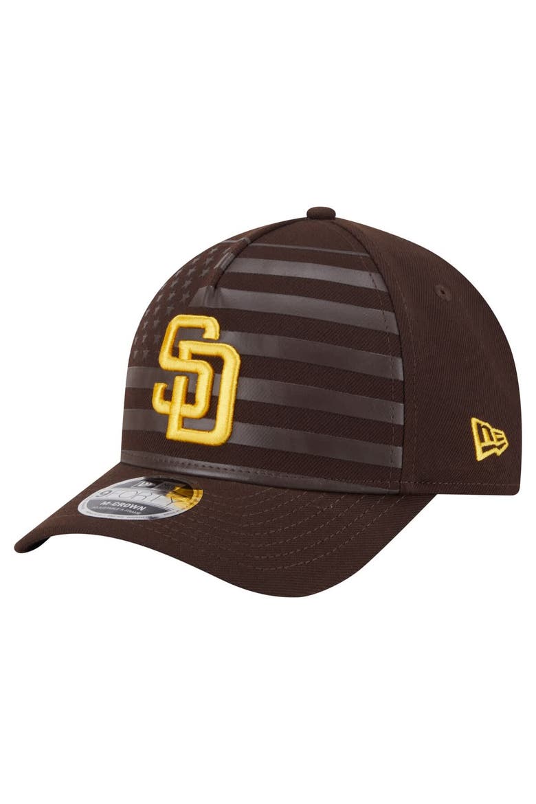 Men's New Era Brown San Diego Padres American Flag 9FORTY M-Crown A-Frame Adjustable Hat, Main, color, Brown