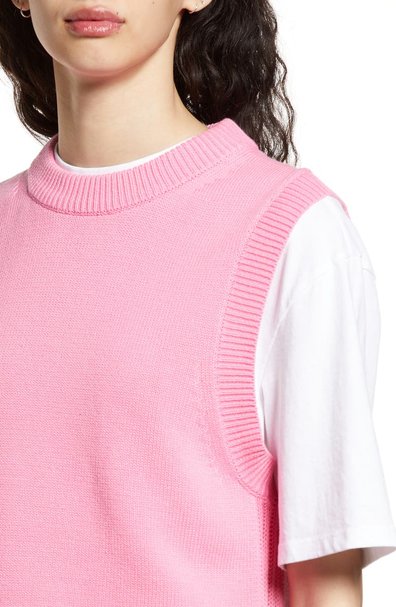 French Connection Cotton Sweater Vest, Alternate, color, Aurora Pink