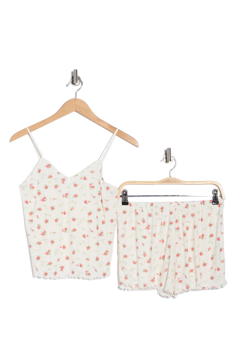 Abound Pretty Pointelle Shortie Pajamas, Alternate, color, Ivory May Rose