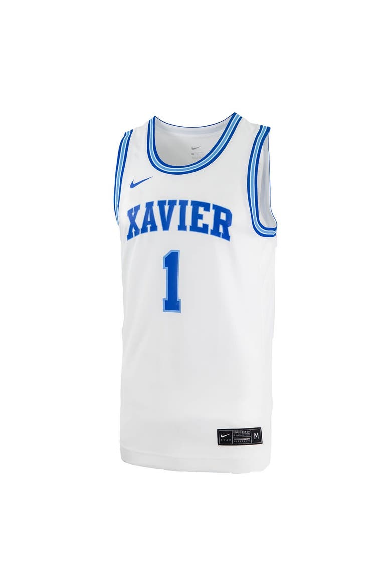 Men's Nike #0 White Xavier Musketeers Replica Basketball Jersey, Alternate, color, White