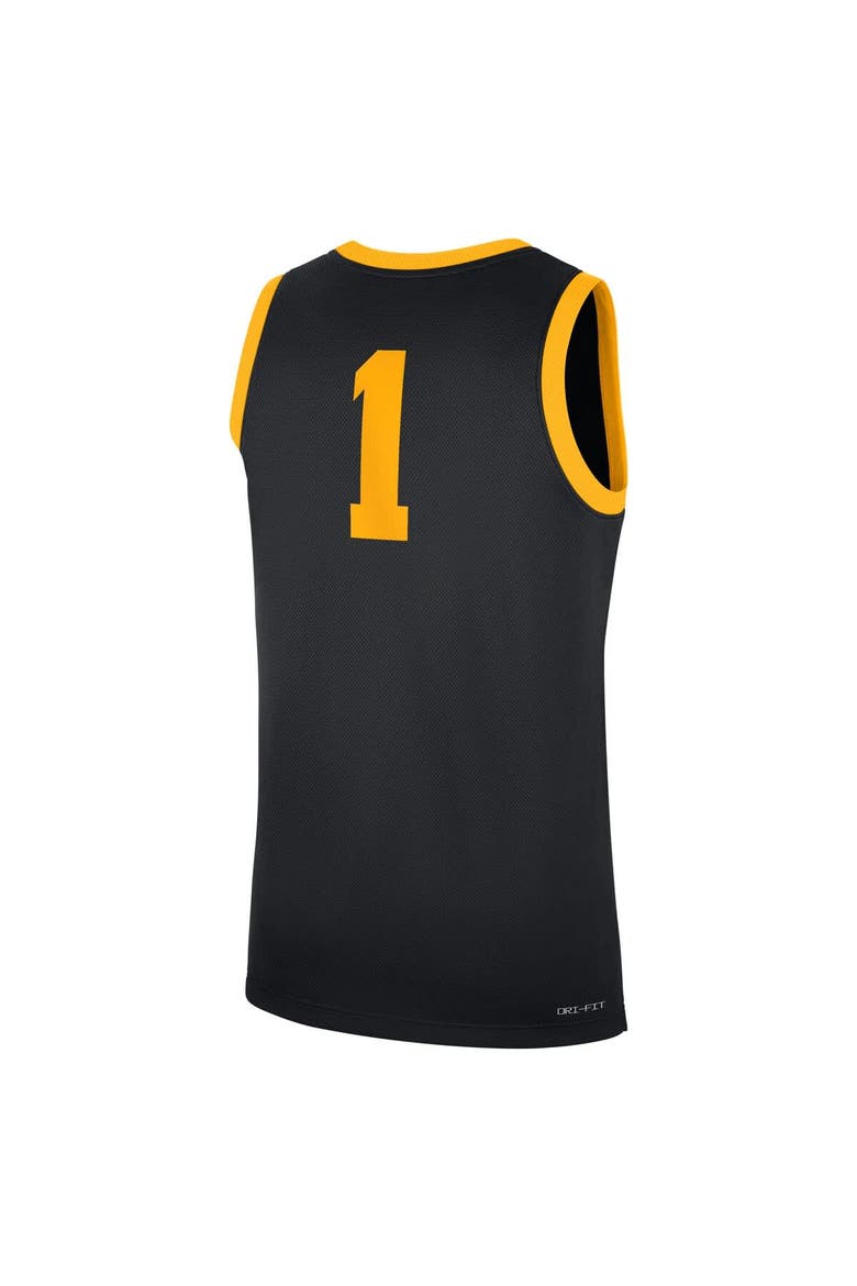 Men's Nike #1 Black Iowa Hawkeyes Road Replica Jersey, Alternate, color, Black