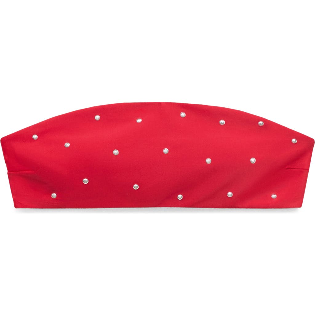 Mango Studded Strapless Bandeau Bikini Top In Red