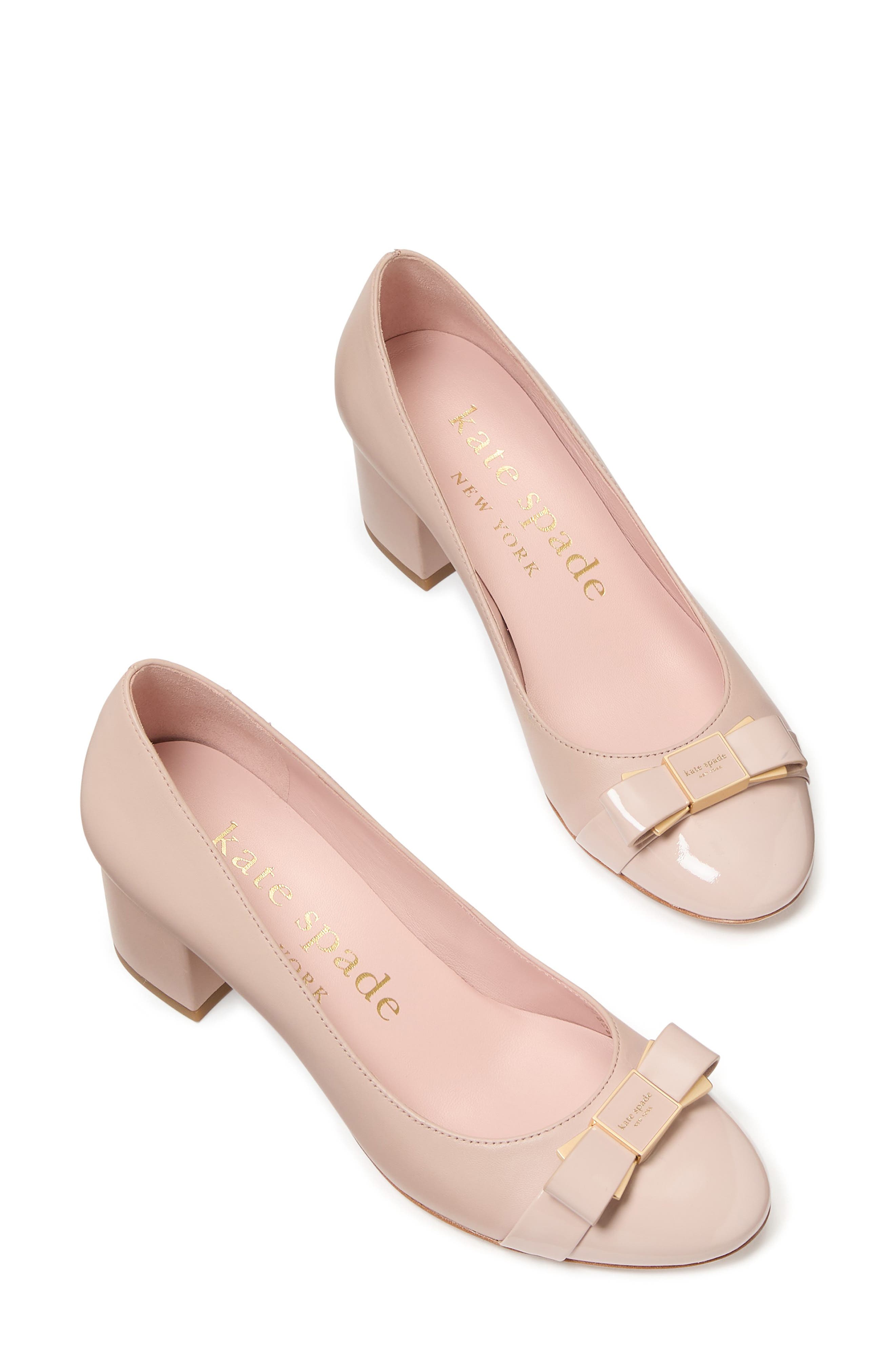 bowdie cap toe pump, Alternate, color, PALE VELLUM