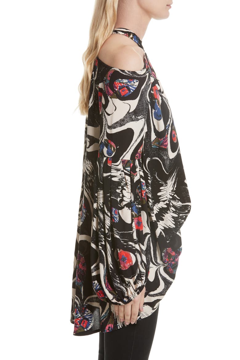 Drift Away Cold Shoulder Tunic, Alternate, color, BLACK