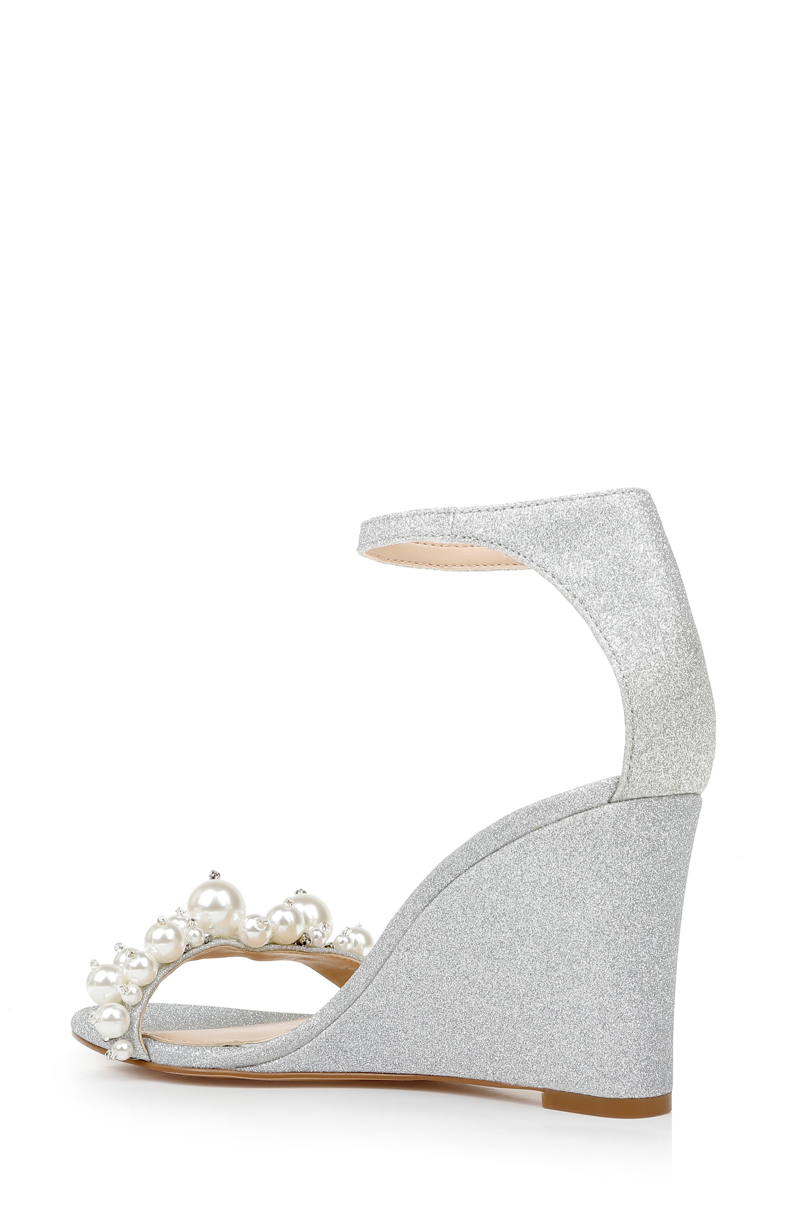 Jewel Badgley Mischka Laurence Ankle Strap Wedge Sandal, Alternate, color, 