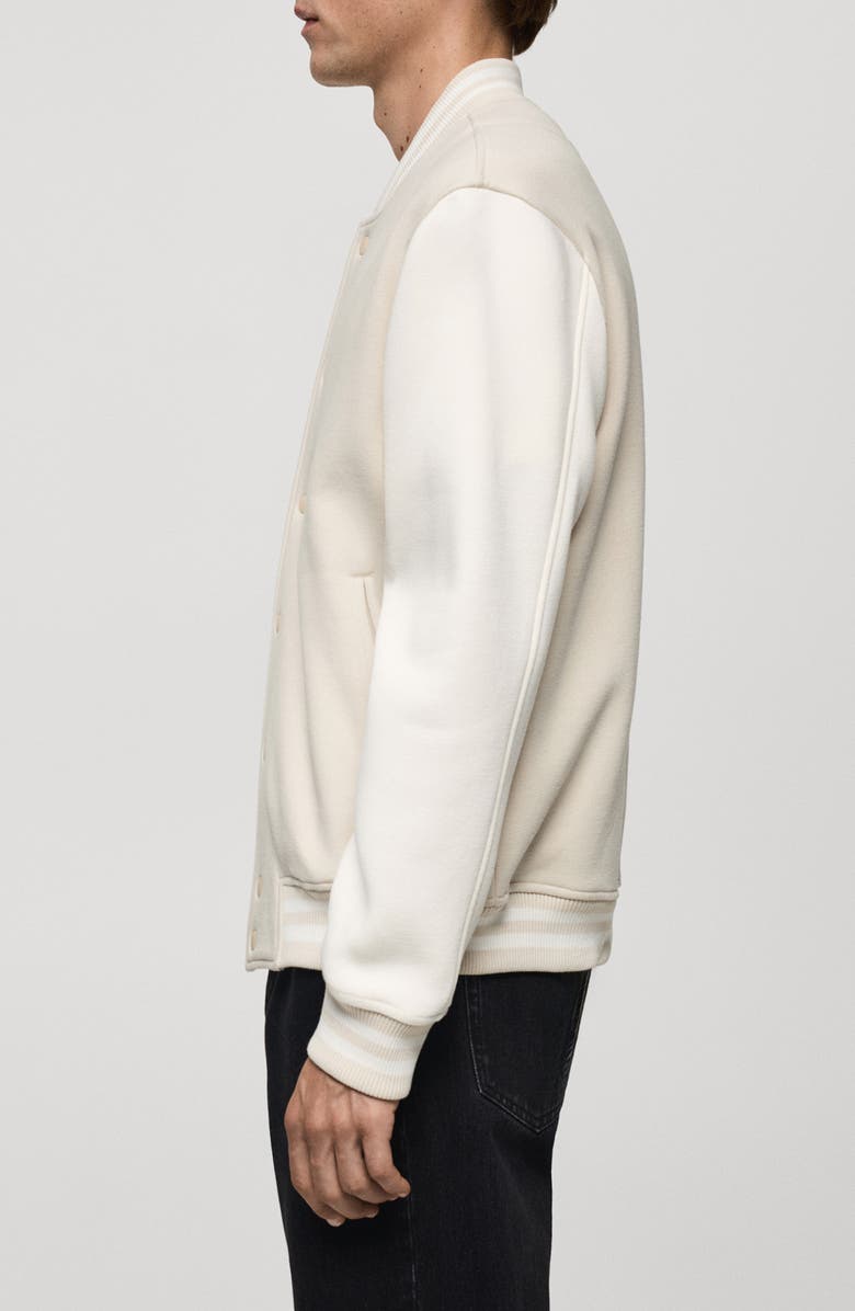 Contrasting Cotton Blend Bomber Jacket