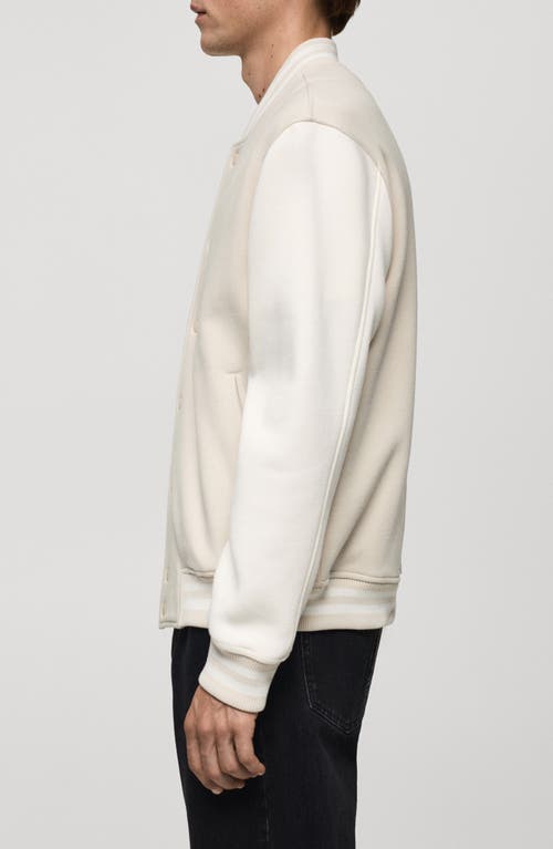 MANGO MANGO CONTRASTING COTTON BLEND BOMBER JACKET