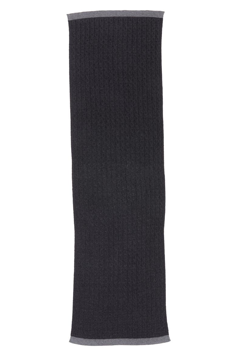 Cable Knit Cashmere Scarf, Alternate, color, BLACK ROCK HEATHER COMBO