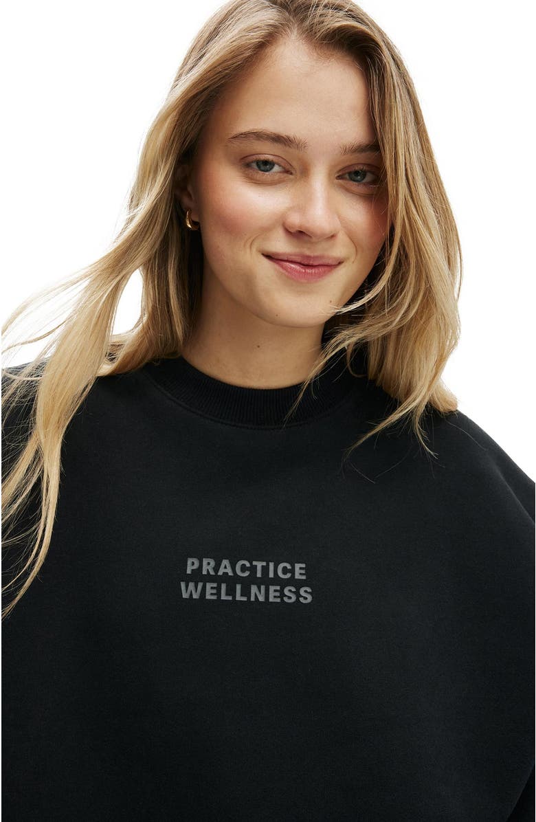 COTTON ON BODY Plush Graphic Crew Sweatshirt, Main, color, Black Wellness