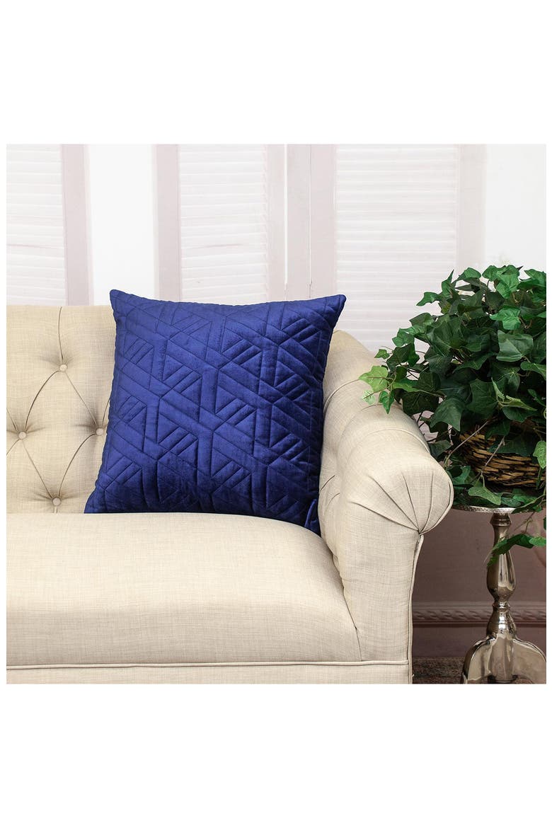Delta Topstitched Throw Pillow, Alternate, color, BLUE