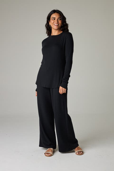 Garda Eco-Luxe Rib Crew-Neck Long Sleeve Top - Ultra Luxe Flow