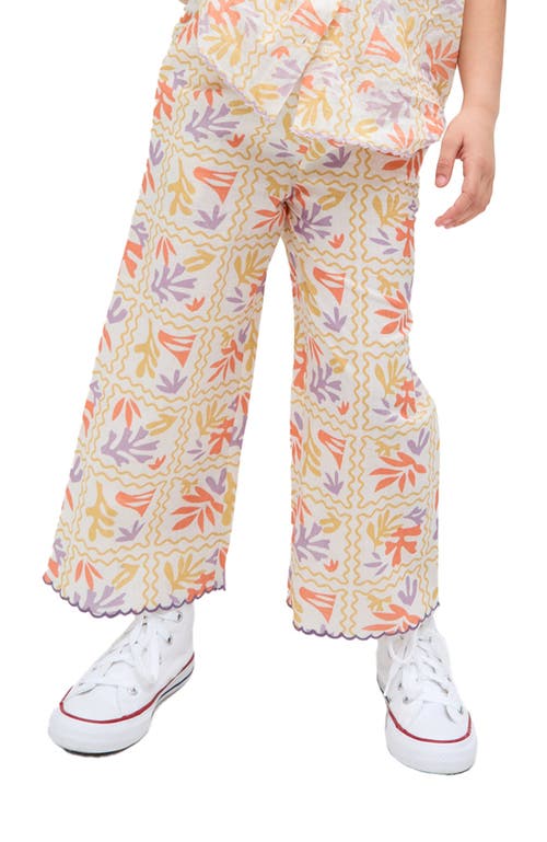 Raffya Kids Gilly Scallop Edge Matisse Print Trouser In Multi