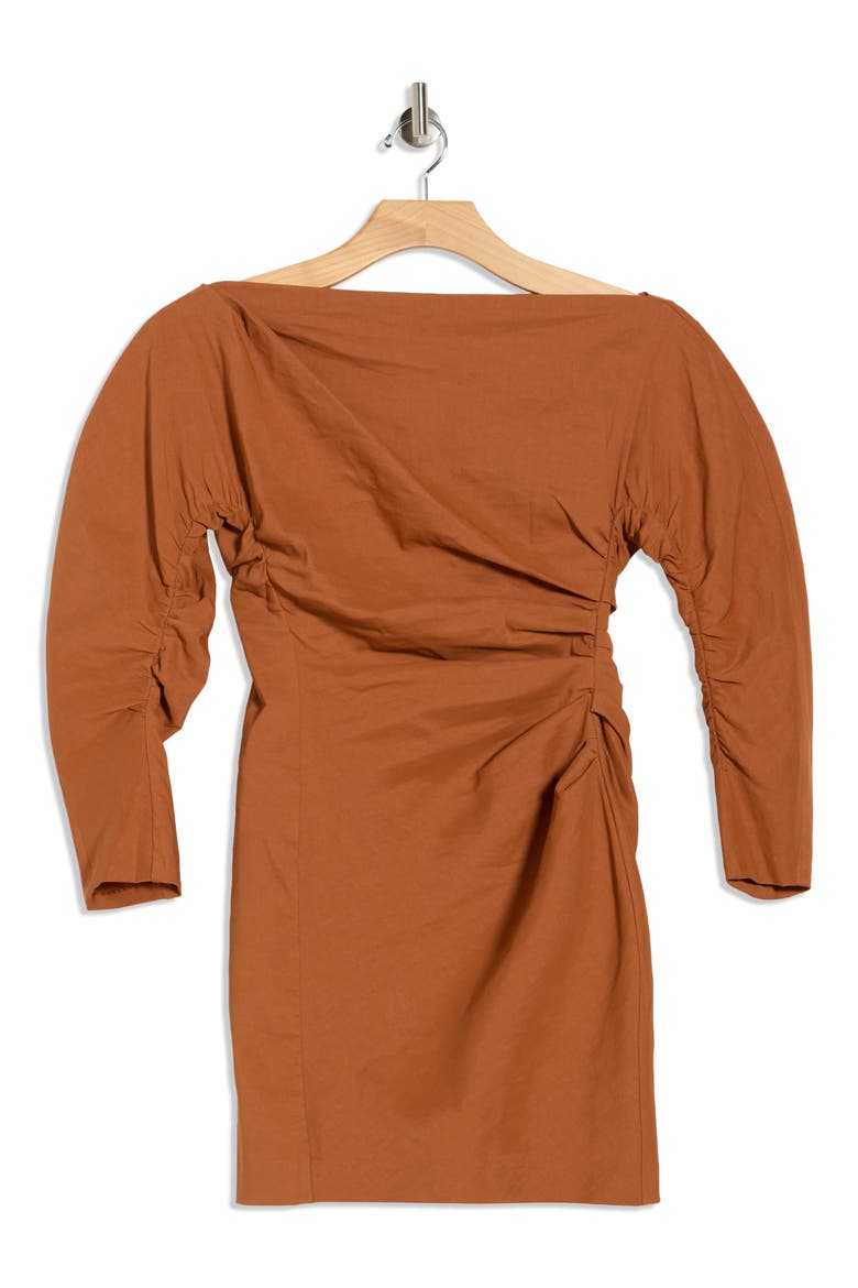 Sona Long Sleeve One-Shoulder Dress, Alternate, color, RED ROCK