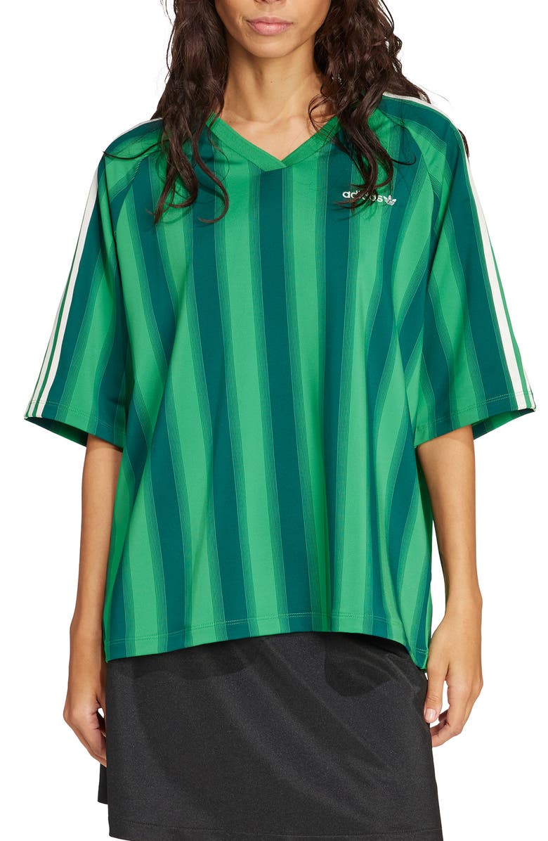 adidas Linear Stripe Jersey T-Shirt, Main, color, 