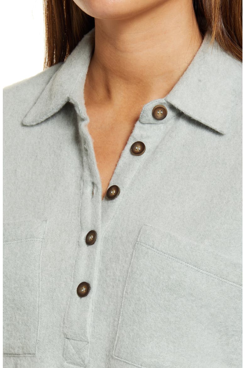 Women's Cozy Polo Knit Top, Alternate, color, GREEN AGAVE