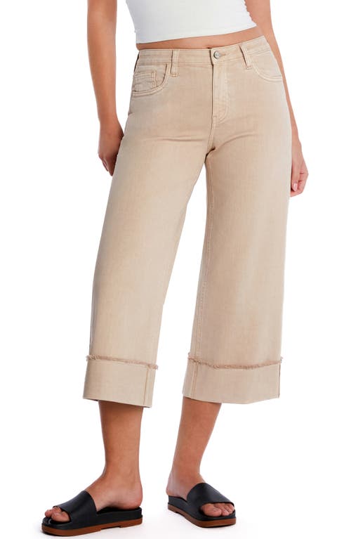 Hint Of Blu Cuffed Ankle Wide Leg Jeans In Smoke Sand