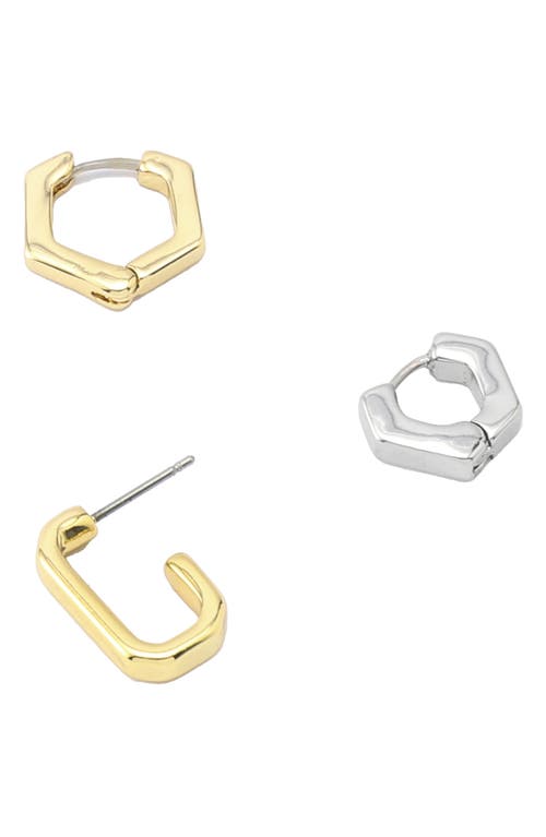 Allsaints Set Of 3 Two-tone Geometric Huggie Hoop Earrings