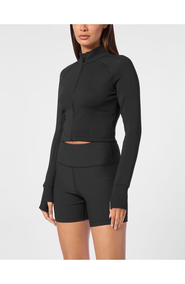 PLEIN SPORT Cropped Jogging Full Zip Women, Main, color, Black