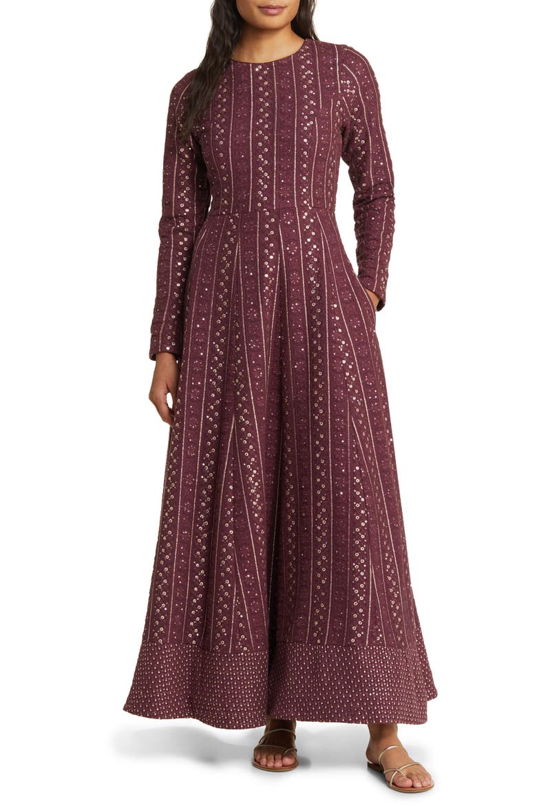 Samud Embroidered Long Sleeve Anarkali with Dupatta, Alternate, color, TAWNY PORT