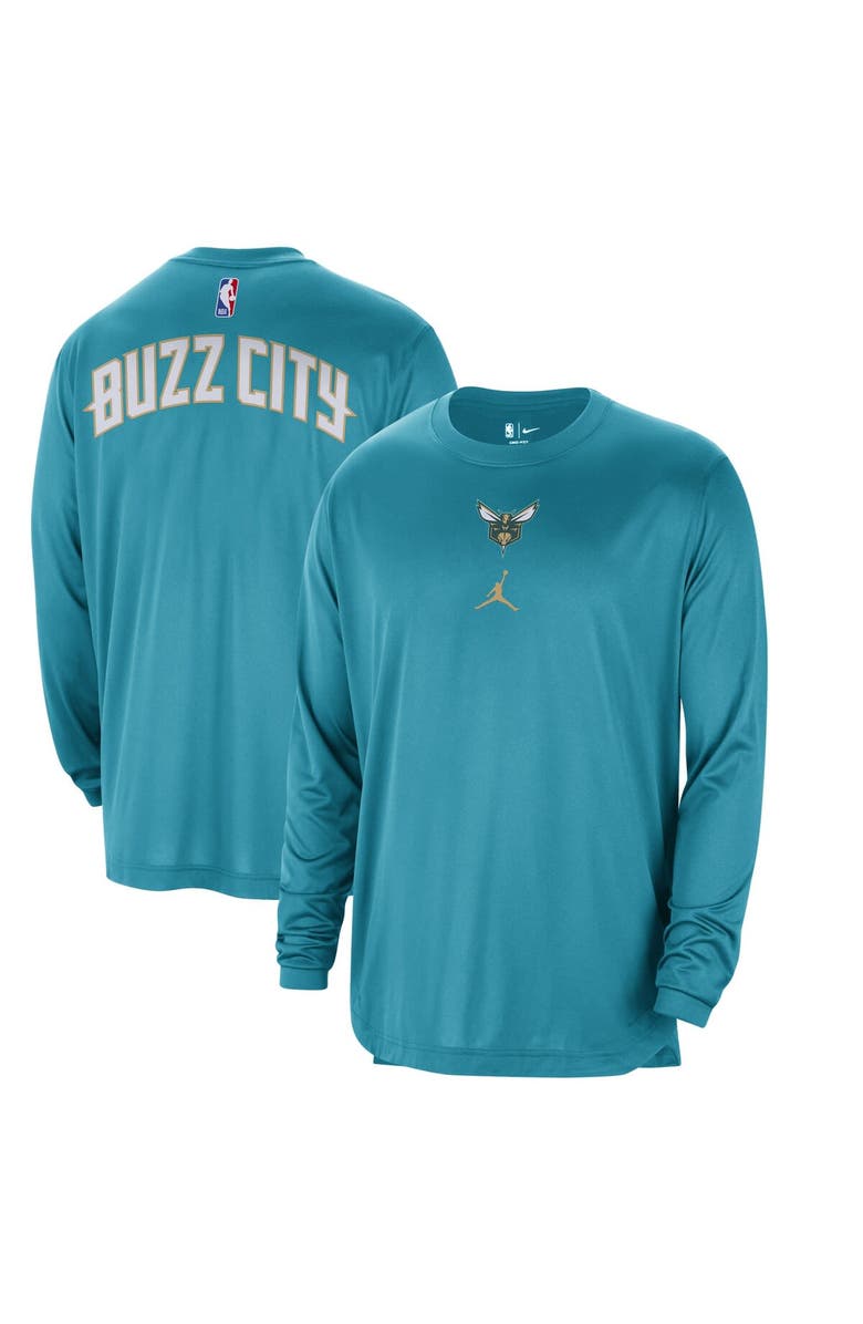 Jordan Brand Men's Jordan Brand Teal Charlotte Hornets 2023/24 City Edition Authentic Pregame Performance Long Sleeve Shooting T-Shirt, Main, color, 