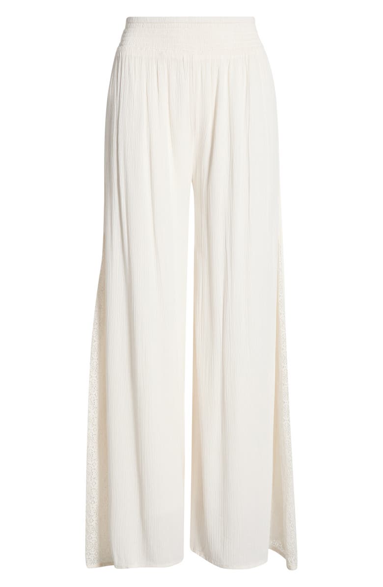 Elan Lace Panel Wide Leg Cover-Up Pants, Main, color, Off White