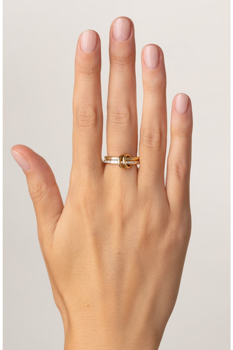 Leora Mixed Metal Diamond Stack Ring, Alternate, color, YELLOW GOLD