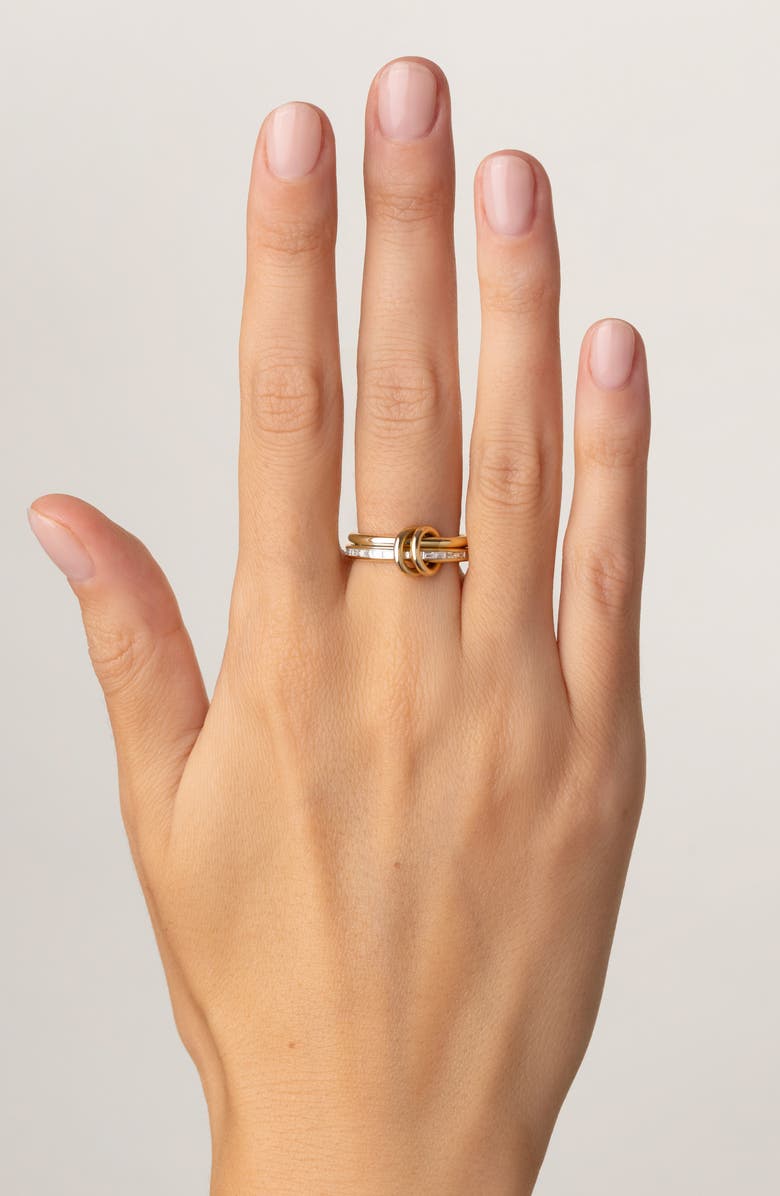 Spinelli Kilcollin Leora Mixed Metal Diamond Stack Ring, Alternate, color, Yellow Gold