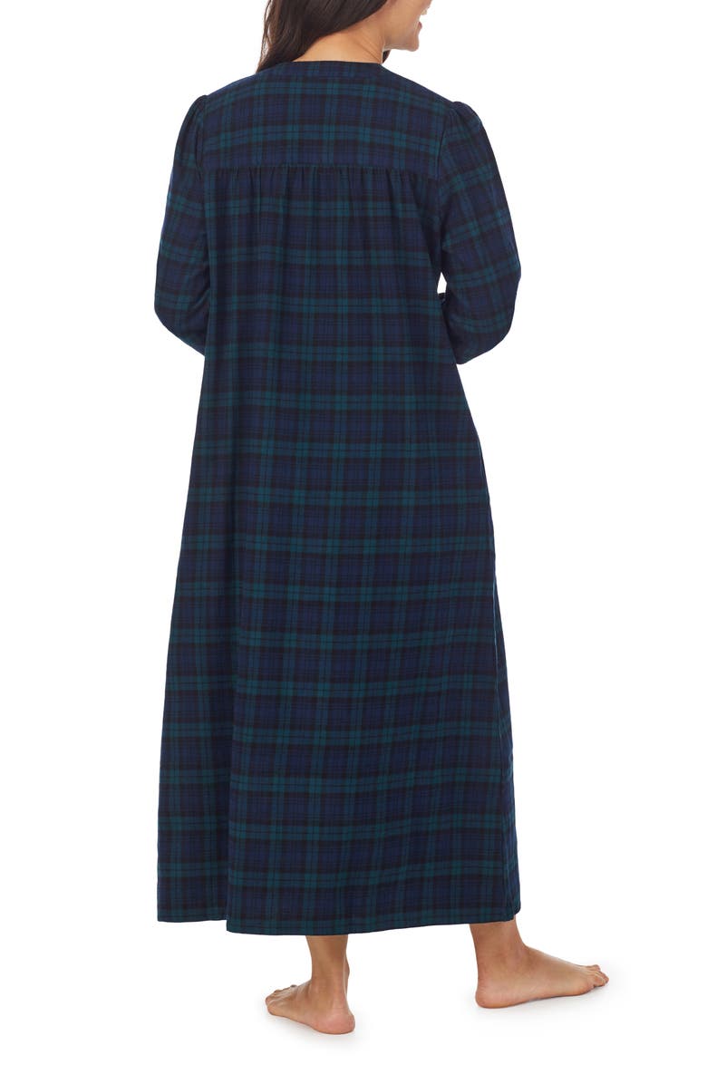 Lanz of Salzburg Ballet Long Sleeve Flannel Nightgown, Alternate, color, Dk Blue Plaid