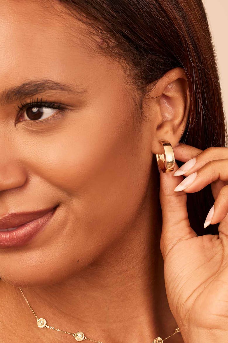 14K Yellow Gold The One Midi Oval Hoops, Alternate, color, Yellow Gold